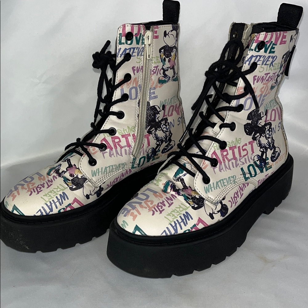 Zara Disney 100th Anniversary  Mickey Mouse  Ankle Boots Size 4